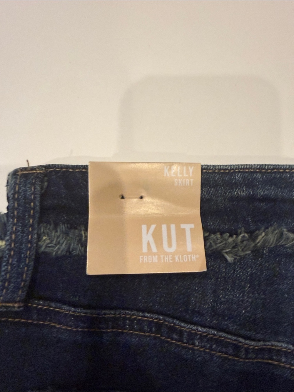 NWT KUT From The Kloth Kelly Denim Maxi Skirt Size 10 Raw Fringe Back High Slit - Picture 5 of 11